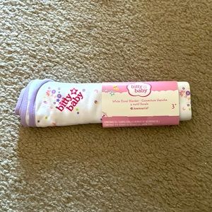 Brand New bitty, baby white floral blanket doll size